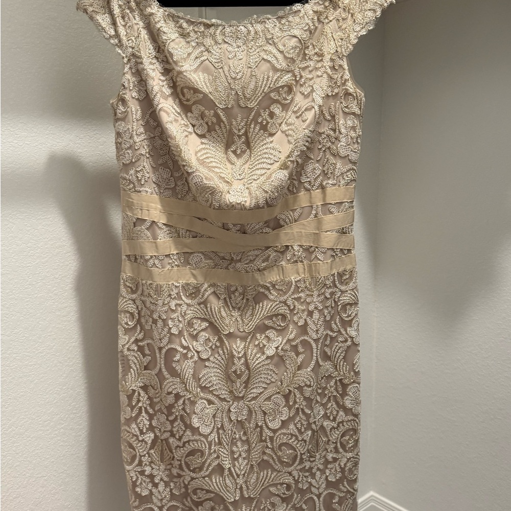 Tadashi Shoji Champagne Lace Midi Dress